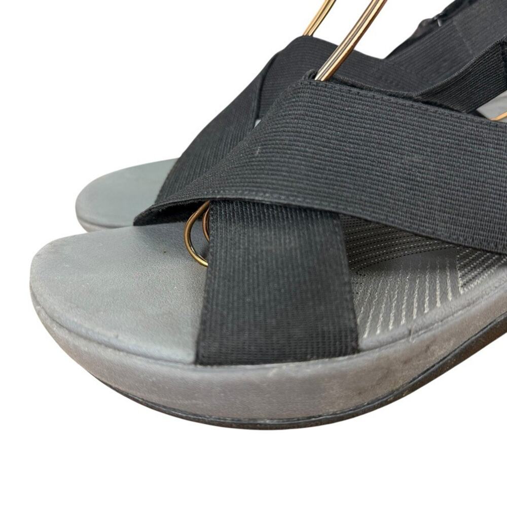 Clarks Arla Kaydin Black Slingback Wedge Sandals Wide Strap Comfort Shoes sz 10 - Picture 8 of 16